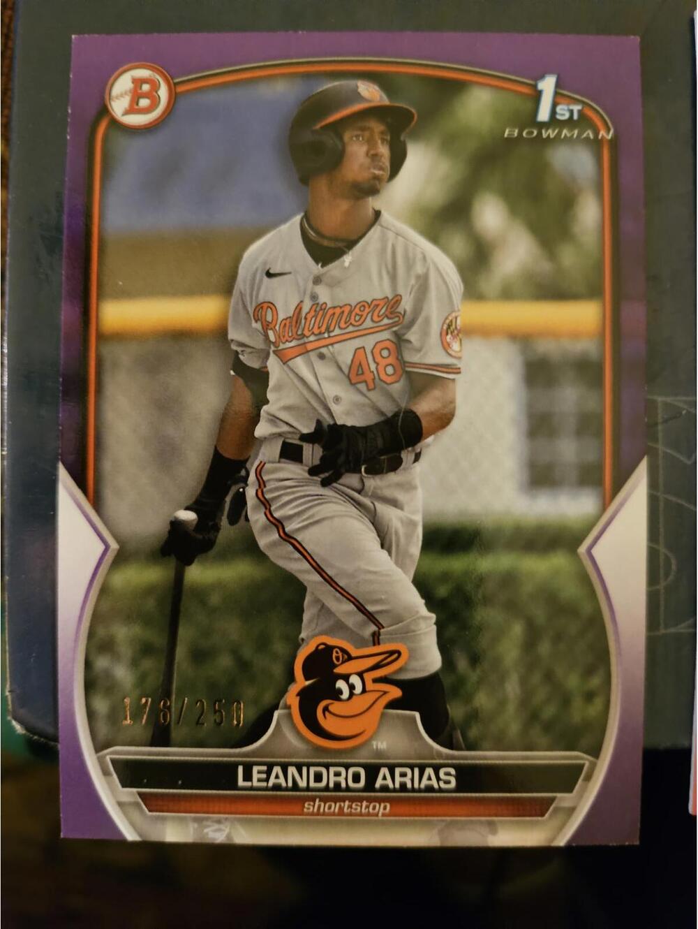 2023 Bowman Chrome Prospects #BCP-84 Leandro Arias - Orioles PURPLE 176/250